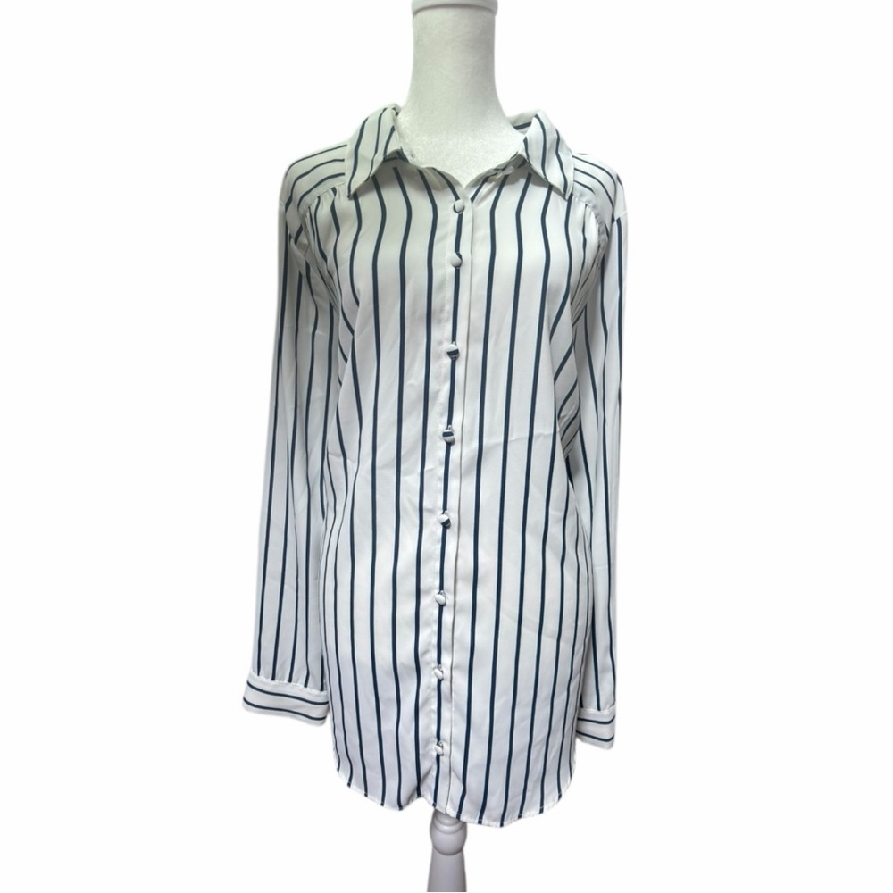 Torrid Navy Stripe Button-Down Tunic Shirt – Size 2X (Like New)